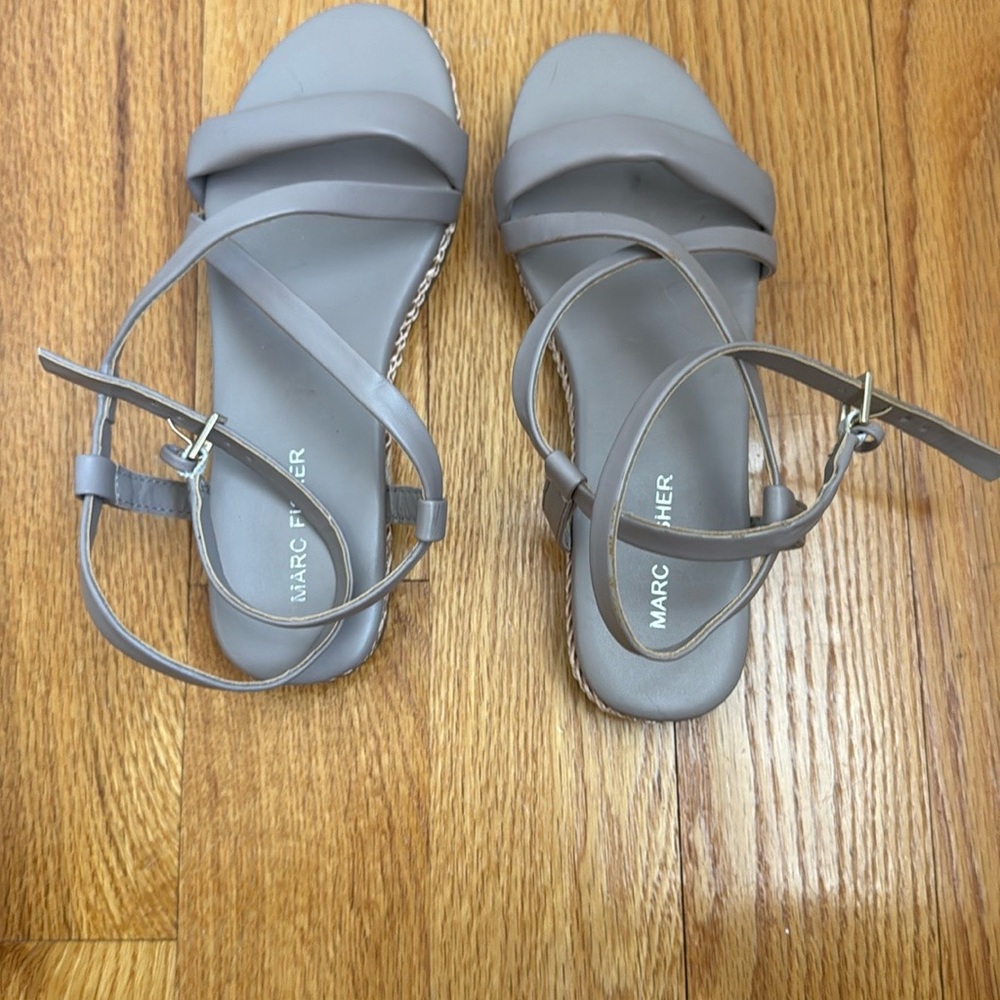 Marc Fisher Gray Sandals with Adjustable Straps